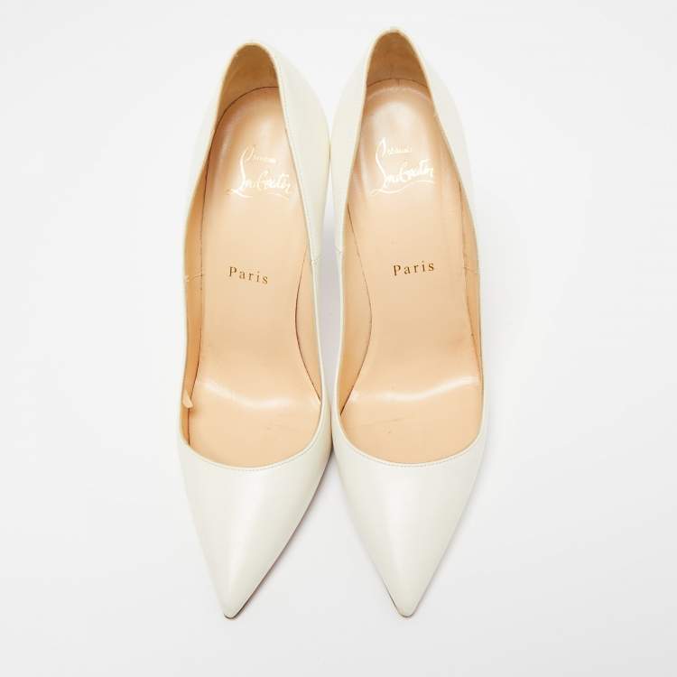 Pre Owned Christian Louboutin Ivory Leather So Kate Pumps Size 38.5