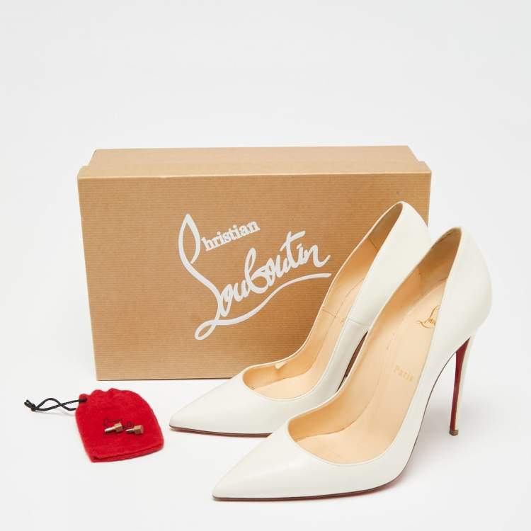 Pre Owned Christian Louboutin Ivory Leather So Kate Pumps Size 38.5