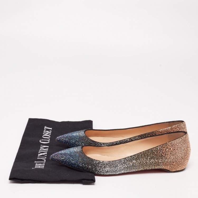 مملوكة مسبقًا Christian Louboutin Gold/Silver Glitter Pointed Toe Ballet Flats  Size 39.5