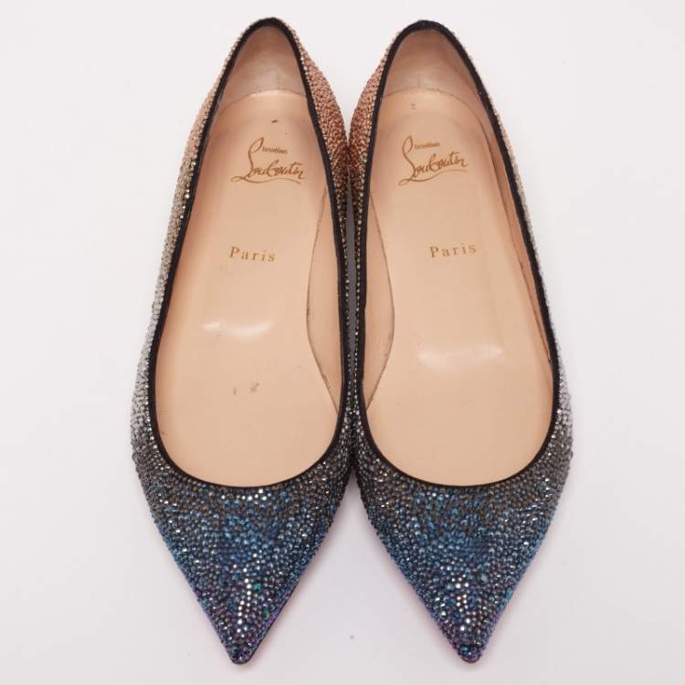 مملوكة مسبقًا Christian Louboutin Gold/Silver Glitter Pointed Toe Ballet Flats  Size 39.5