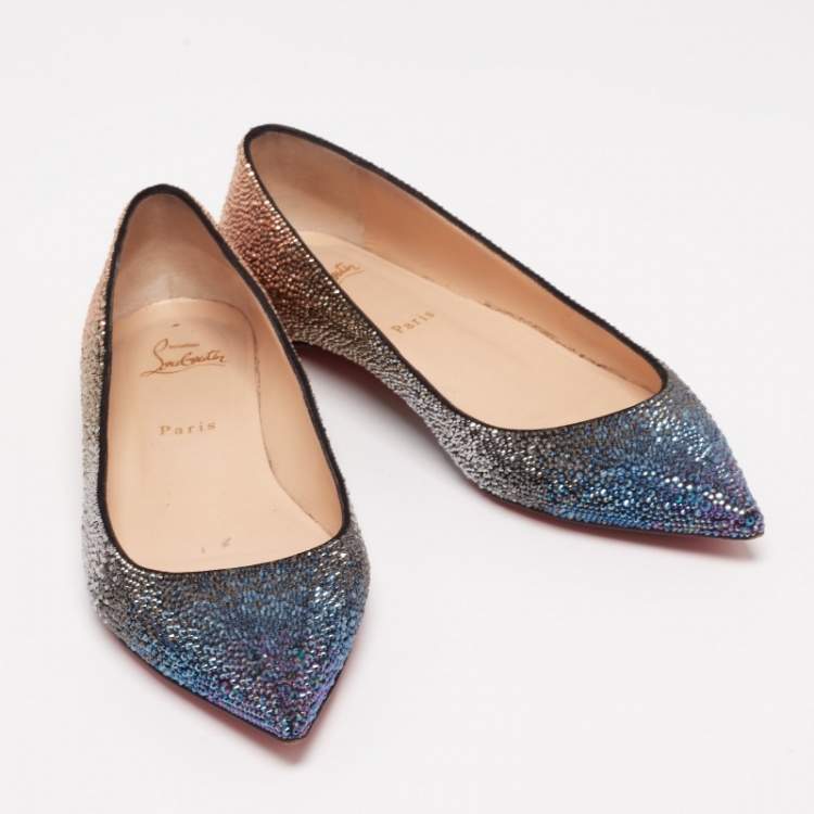 مملوكة مسبقًا Christian Louboutin Gold/Silver Glitter Pointed Toe Ballet Flats  Size 39.5