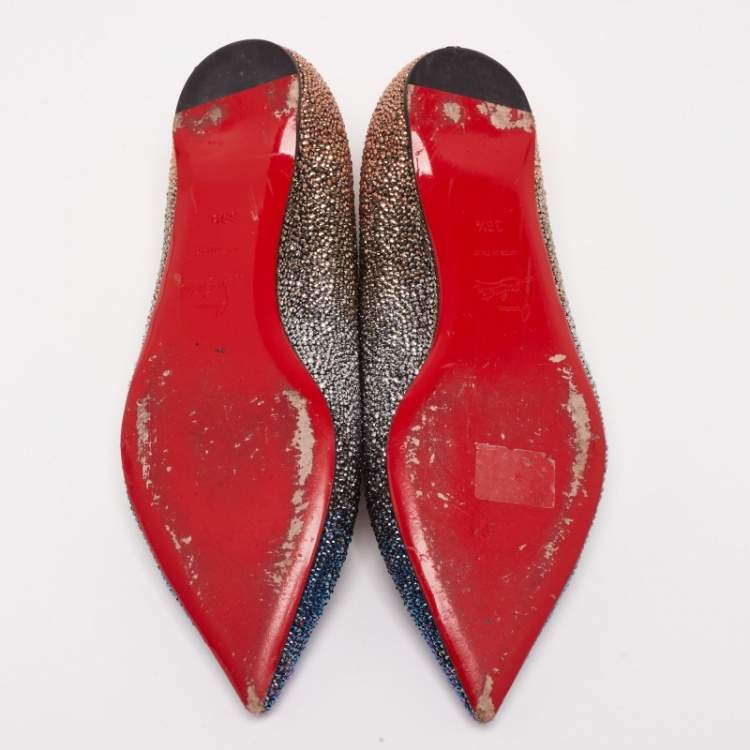 مملوكة مسبقًا Christian Louboutin Gold/Silver Glitter Pointed Toe Ballet Flats  Size 39.5