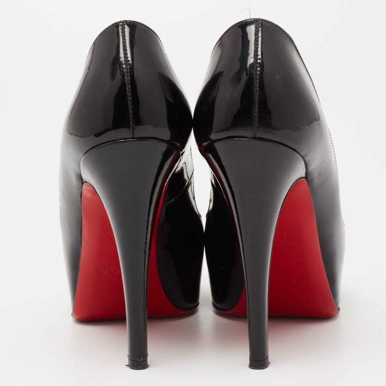 Pre Owned Christian Louboutin Black Patent Leather Very Prive Pumps Size 35.5