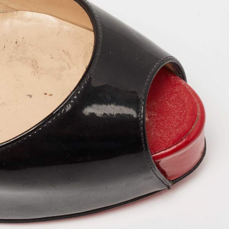 Pre Owned Christian Louboutin Black Patent Leather Very Prive Pumps Size 35.5