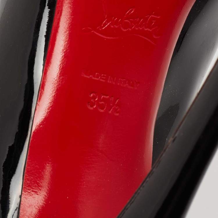 Pre Owned Christian Louboutin Black Patent Leather Very Prive Pumps Size 35.5