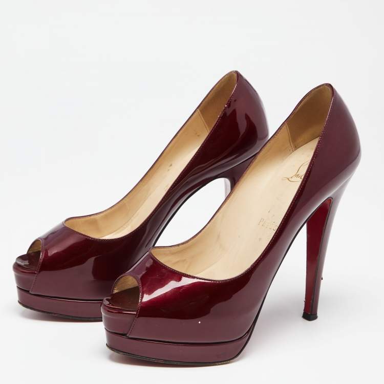 Christian Louboutin Red Patent Leather Lady Peep Toe Platform