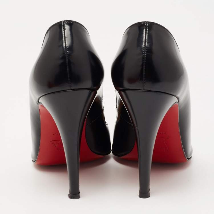 Pre Owned Christian Louboutin Black Leather Simple Pumps Size 36.5