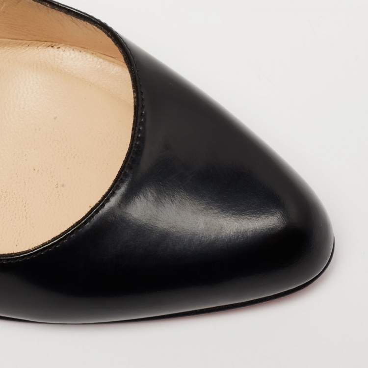 Pre Owned Christian Louboutin Black Leather Simple Pumps Size 36.5
