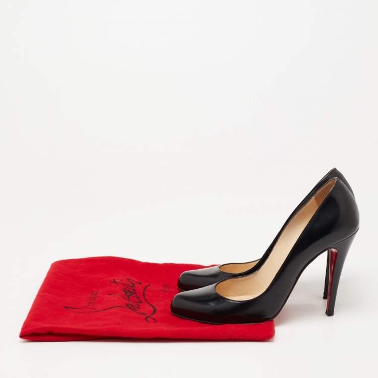Pre Owned Christian Louboutin Black Leather Simple Pumps Size 36.5