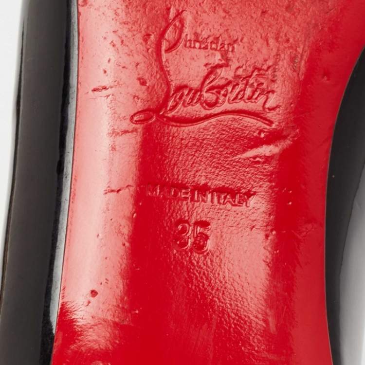 Pre Owned Christian Louboutin Black Patent Leather Bareta Ballet Flats Size 35