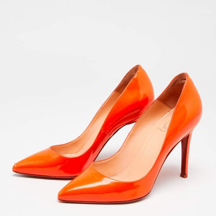 Christian Louboutin Neon Orange Patent Leather Pigalle Pumps Size