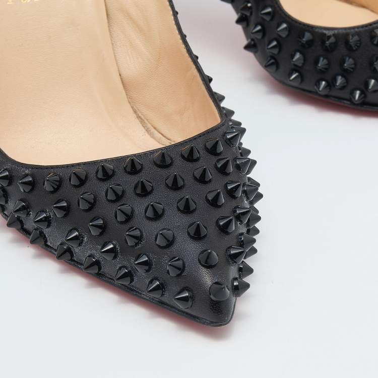 Pre Owned Christian Louboutin Black Leather Pigalle Spikes Pumps Size 41