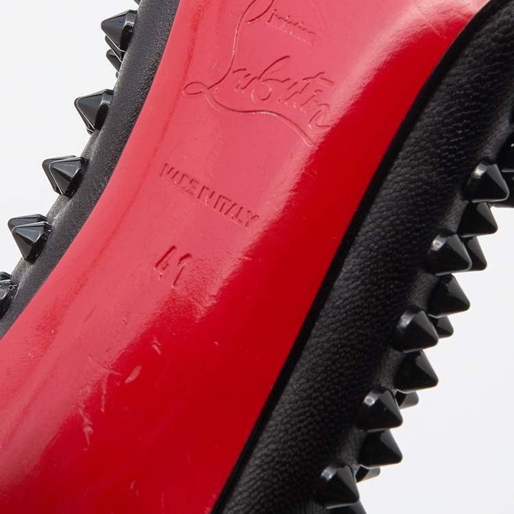Pre Owned Christian Louboutin Black Leather Pigalle Spikes Pumps Size 41