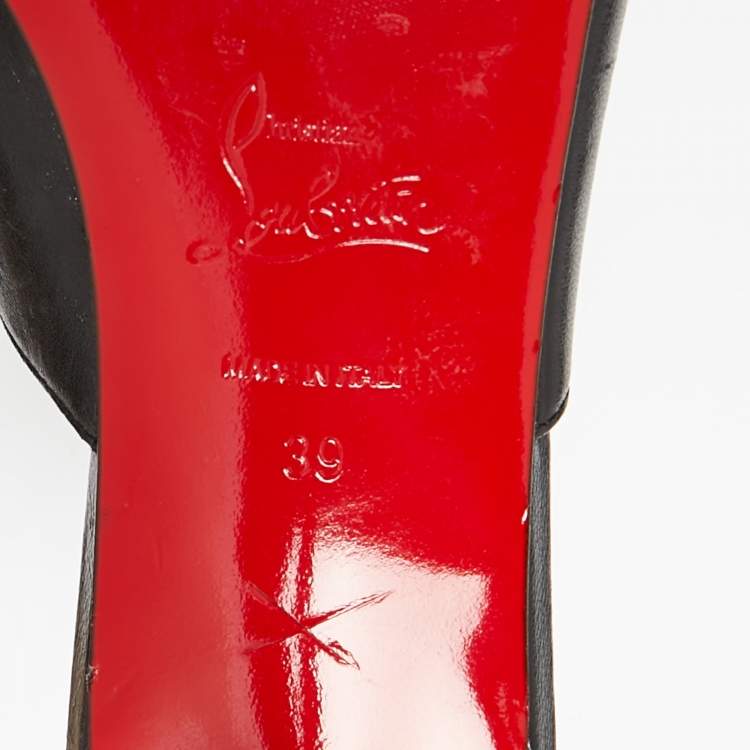 Pre Owned Christian Louboutin Black Leather And PVC Mules Size 39