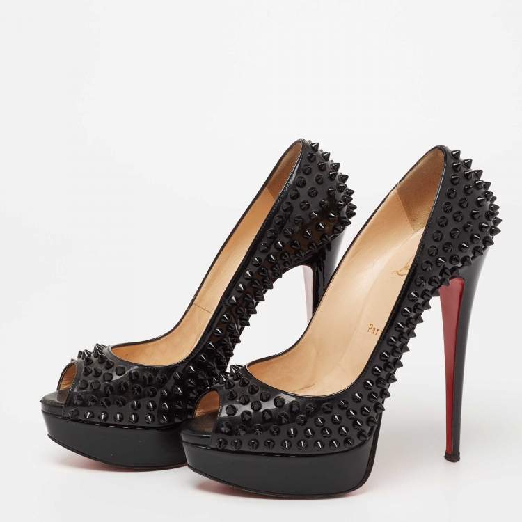 Christian Louboutin Black Studded Spikes Red Sole Men's