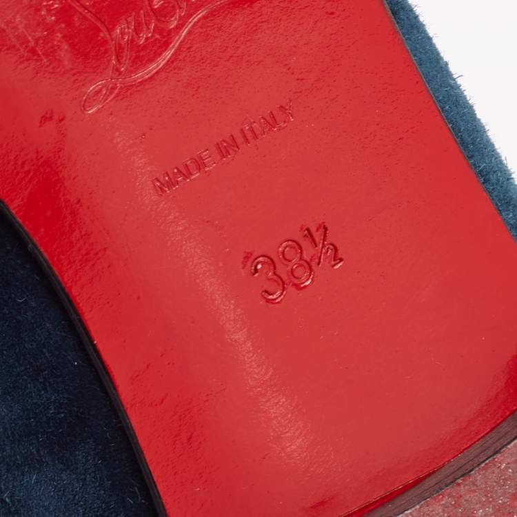 Pre Owned Christian Louboutin Tricolor Suede And Velvet I Love My Loubies Loafers Size 38.5