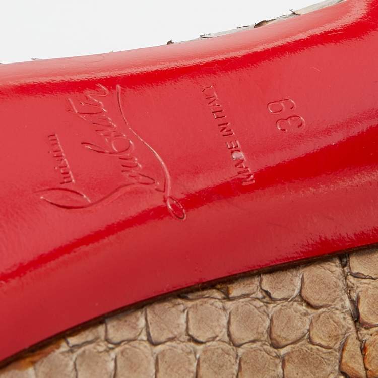 Pre Owned Christian Louboutin Beige Python Leather Altadama Peep Toe Pumps Size 39