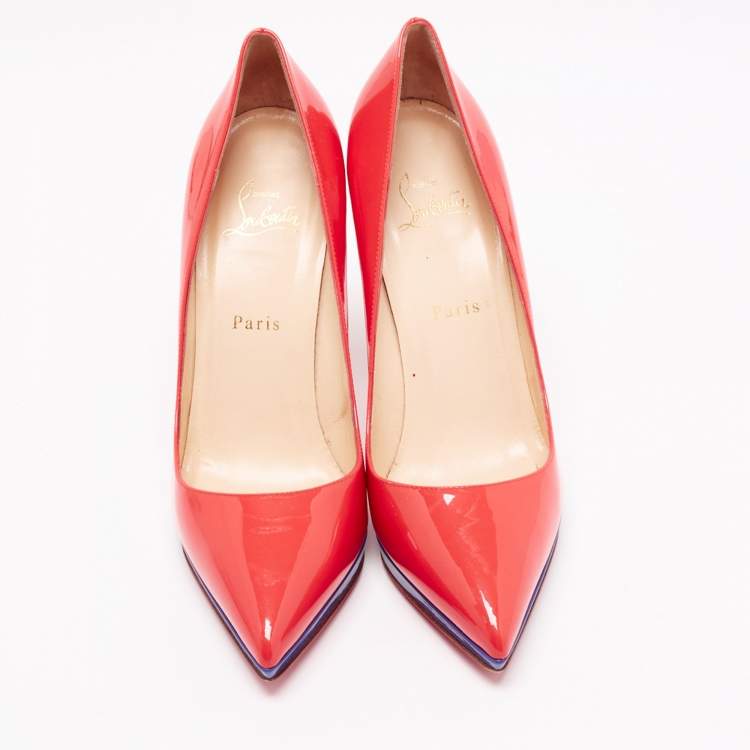 Pre Owned Christian Louboutin Tri-Color Patent Leather Pigalle Plato Pumps Size 40