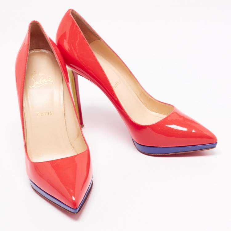 Pre Owned Christian Louboutin Tri-Color Patent Leather Pigalle Plato Pumps Size 40
