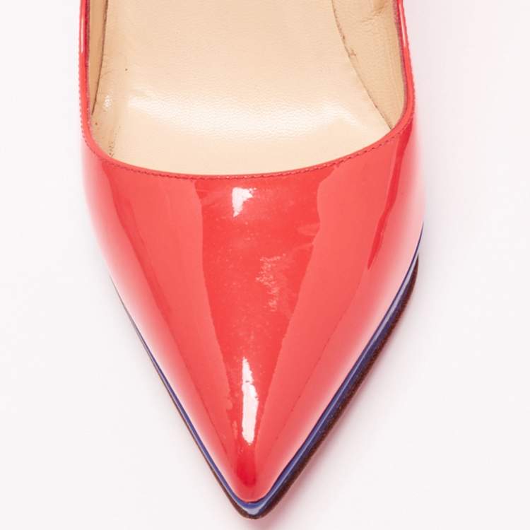 Pre Owned Christian Louboutin Tri-Color Patent Leather Pigalle Plato Pumps Size 40