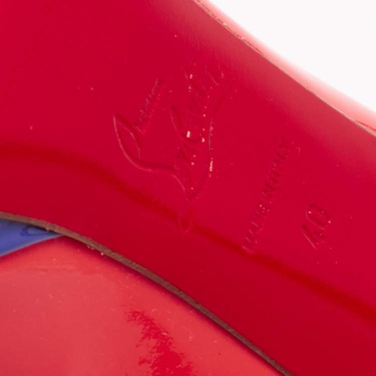 Pre Owned Christian Louboutin Tri-Color Patent Leather Pigalle Plato Pumps Size 40
