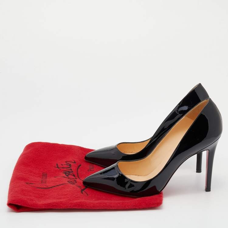 Pre Owned Christian Louboutin Black Patent Leather Pigalle Pointed Toe Pumps Size 38