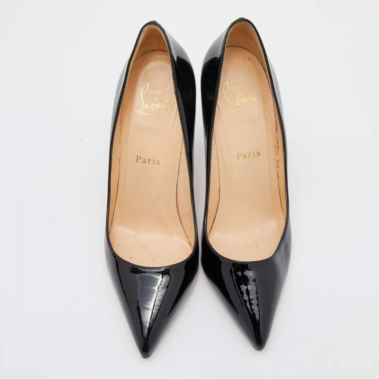 Pre Owned Christian Louboutin Black Patent Leather Pigalle Pointed Toe Pumps Size 38