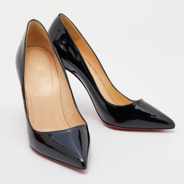 Pre Owned Christian Louboutin Black Patent Leather Pigalle Pointed Toe Pumps Size 38