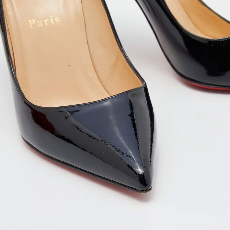 Pre Owned Christian Louboutin Black Patent Leather Pigalle Pointed Toe Pumps Size 38