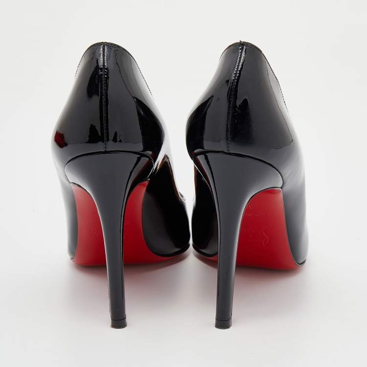Pre Owned Christian Louboutin Black Patent Leather Pigalle Pointed Toe Pumps Size 38