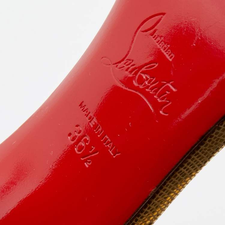 Pre Owned Christian Louboutin Gold Leather And PVC Jonatina Ankle Strap Sandals Size 36.5