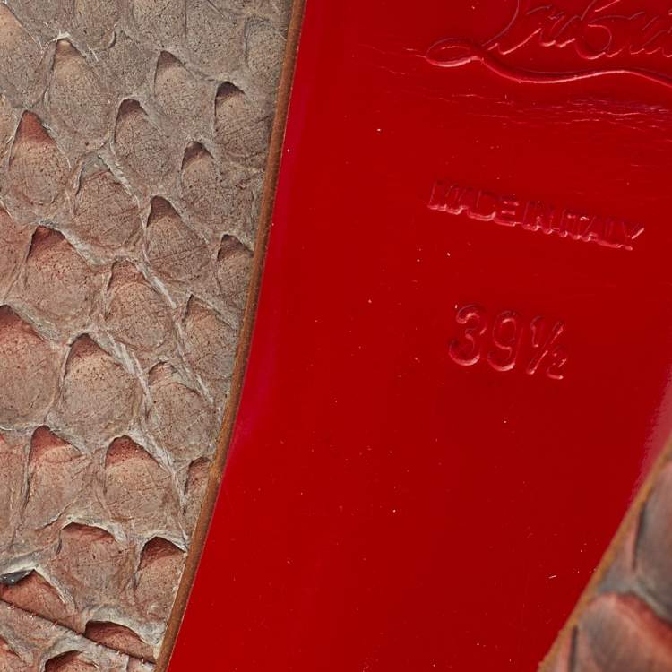 Pre Owned Christian Louboutin Ombre Grey/Orange Python Leather Lady Peep Platform Pumps Size 39.5