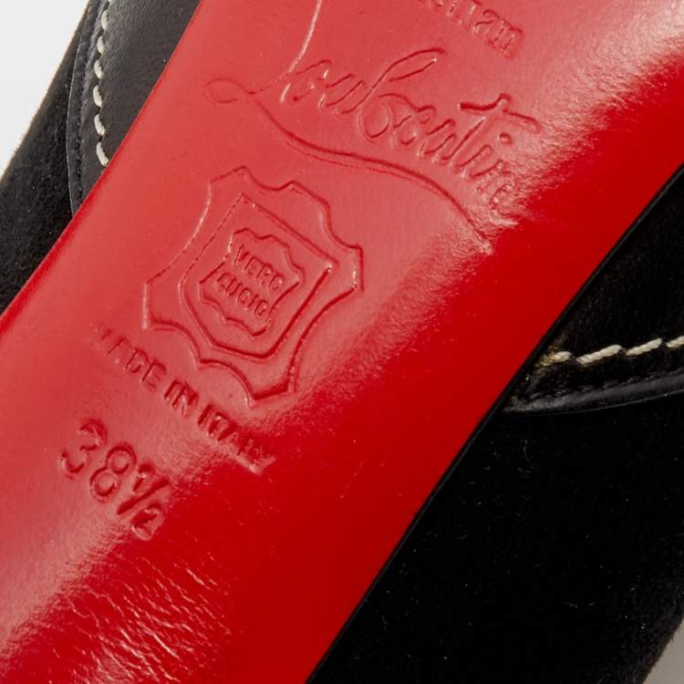 Pre Owned Christian Louboutin Black Suede And Leather Defil Platform Pumps Size 38.5