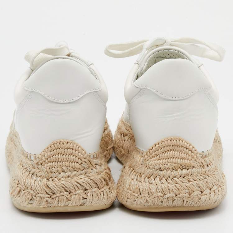 Pre Owned Christian Louboutin White Canvas And Leather Espasneak Espadrille Sneakers Size 39