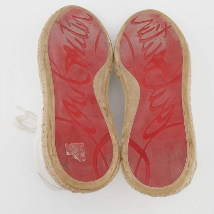 Pre Owned Christian Louboutin White Canvas And Leather Espasneak Espadrille Sneakers Size 39