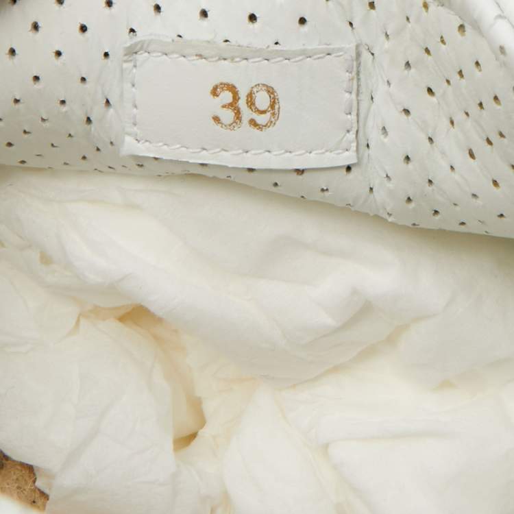 Pre Owned Christian Louboutin White Canvas And Leather Espasneak Espadrille Sneakers Size 39
