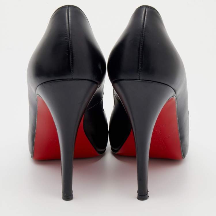 Pre Owned Christian Louboutin Black Leather New Very Prive Peep Toe Pumps Size 38.5