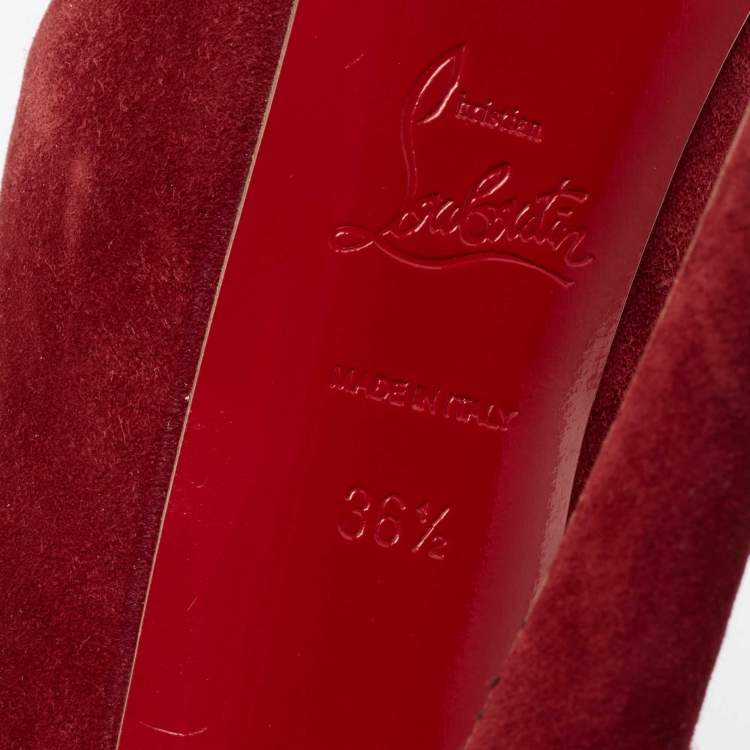 Pre Owned Christian Louboutin Deep Red Suede Daffodile Pumps Size 36.5