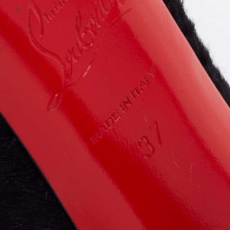 Pre Owned Christian Louboutin Black Calf Hair Daffodile Pumps Size 37