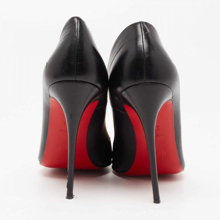 Pre Owned Christian Louboutin Black Leather Cabo Pumps Size 37.5