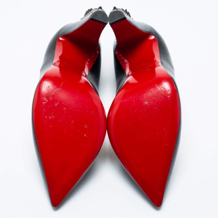 Pre Owned Christian Louboutin Black Leather Electrapump Pumps Size 39