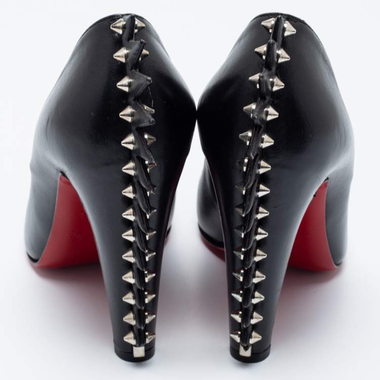 Pre Owned Christian Louboutin Black Leather Electrapump Pumps Size 39