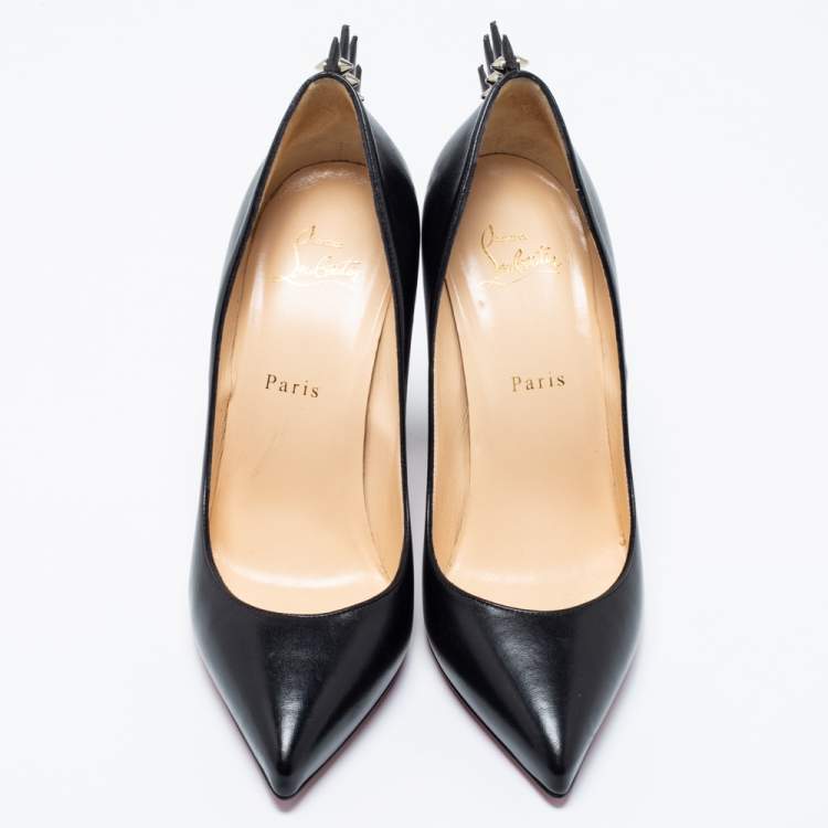 Pre Owned Christian Louboutin Black Leather Electrapump Pumps Size 39