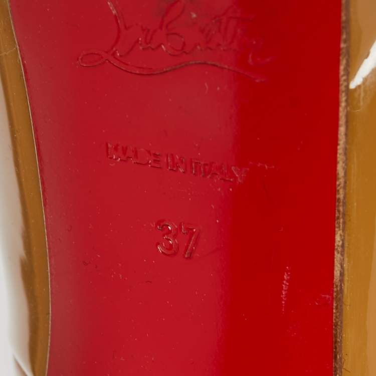 Pre Owned Christian Louboutin Beige Patent Leather Bianca Pumps Size 37