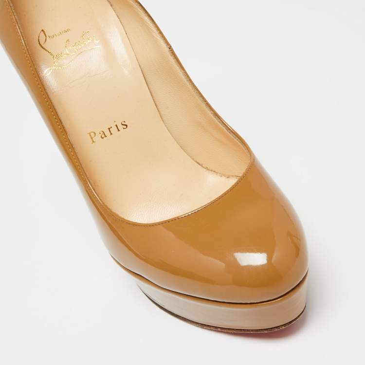 Pre Owned Christian Louboutin Beige Patent Leather Bianca Pumps Size 37