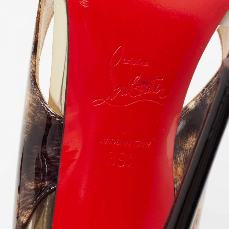 Pre Owned Christian Louboutin Tri-Color Patent Leather and PVC Galata Pumps Size 39.5