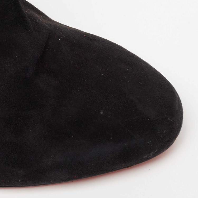 Pre Owned Christian Louboutin Black Suede Marychal Ankle Boots Size 37.5