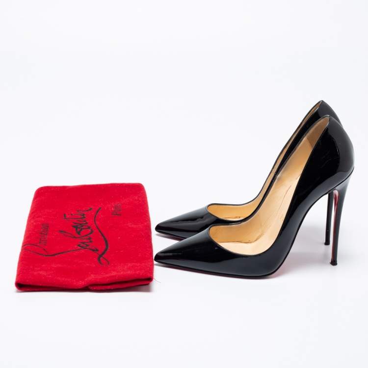 Pre Owned Christian Louboutin Black Patent Leather Kate Pumps Size 37