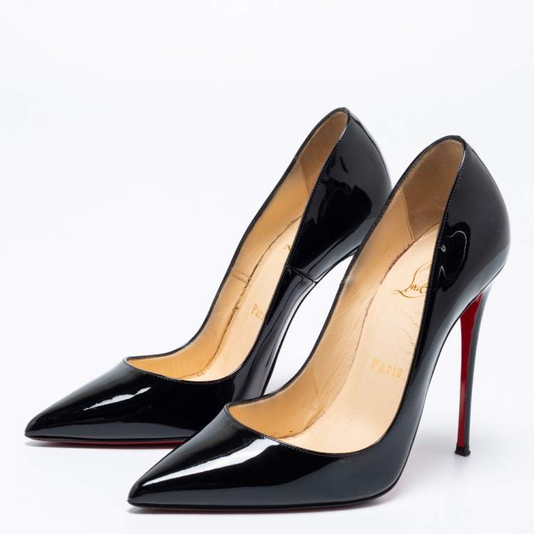 Pre Owned Christian Louboutin Black Patent Leather Kate Pumps Size 37