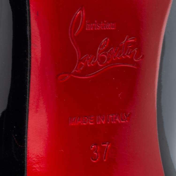 Pre Owned Christian Louboutin Black Patent Leather Kate Pumps Size 37